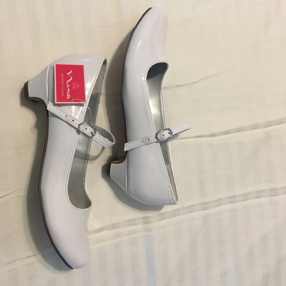 Girls Nina White Dress Shoes